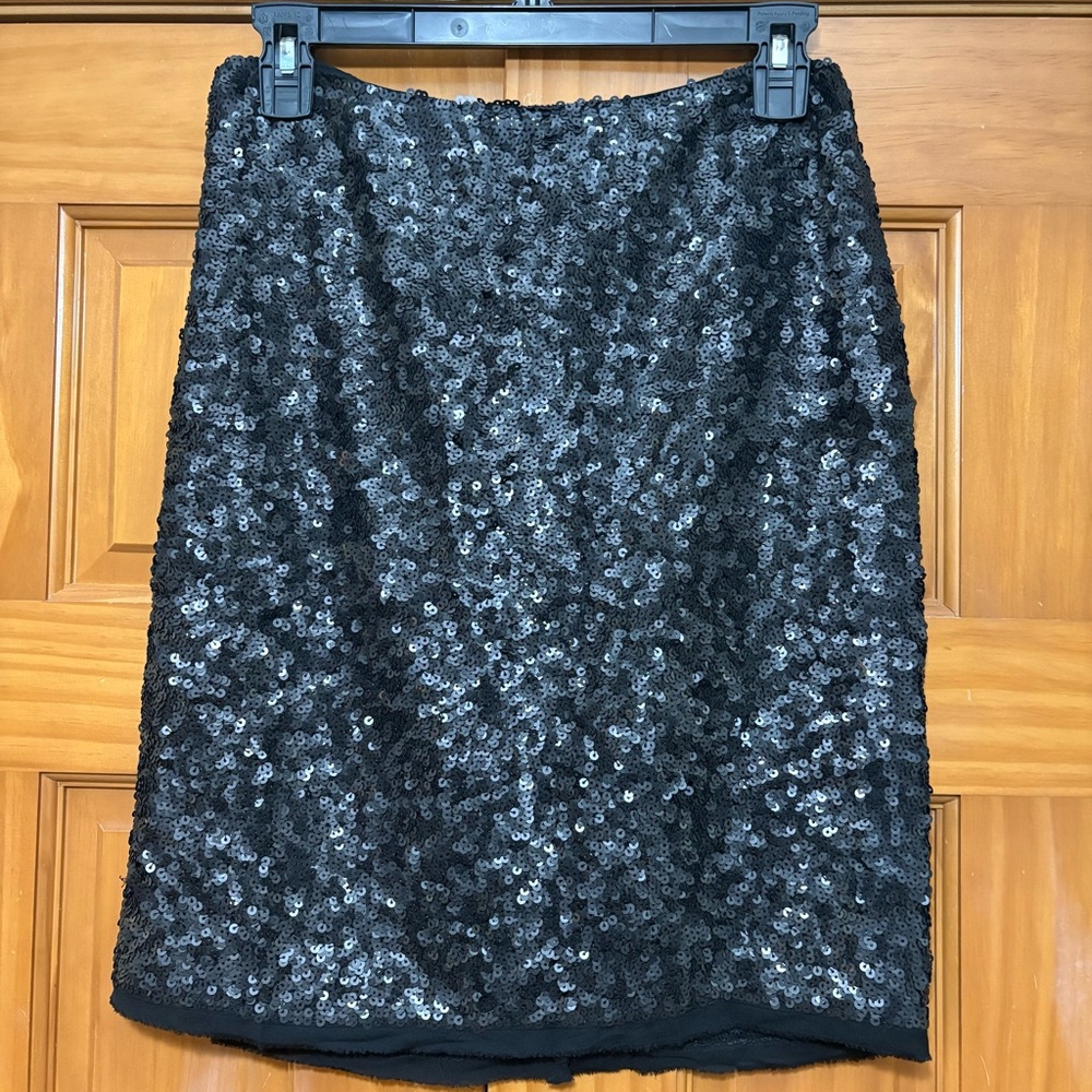 Talbots Black Silk Sequin Skirt Size 2P NWT